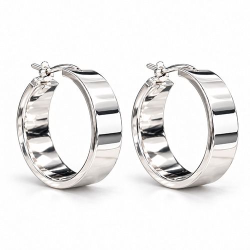 Sterling silver Bianca design modern round clip hoop earrings 30mm wide - Image 2
